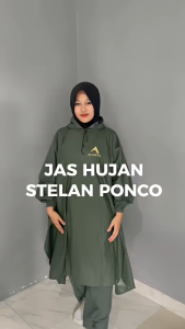 Jas Hujan Ponco Setelan Celana Bahan PVC Mantol Mantel Raincoat
