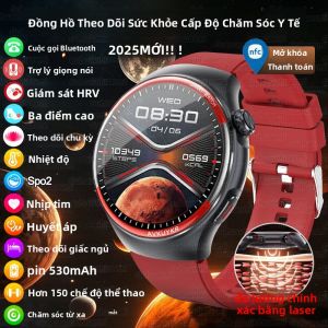 Đồng Hồ Thông Minh Cao Cấp Dành Cho Nam Năm 2025 Tích Hợp Phát Hiện Bằng Laser Đo Nhịp Tim Huyết Áp Nồng Độ Oxy Gọi Bluetooth NFC Theo Dõi Sức Khỏe