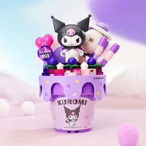 Sanrio Series Ice Cream Cone Building Blocks Hello Kitty Kuromi Pochacco Cinnamoroll อิฐรุ่นเดสก์ท็อปของเล่นเด็กของขวัญ