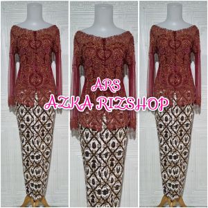set kebaya akad nikah kerah sabrina + rok sidoluhur