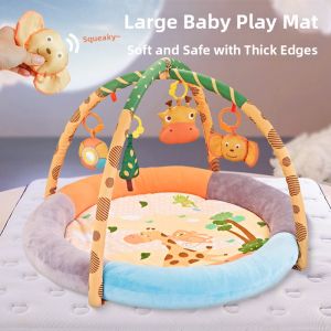 MLZH | Infant Round Plush Thickening Educational Gym Multi-functional Play Mat with Rattle