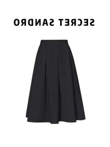 กระโปรงทรงเอเอวสูงสีขาวสไตล์ฮิปซี กระโปรงทรงเอทรงเอยาวปานกลางสำหรับผู้หญิง ฤดูใบไม้ผลิและฤดูร้อน 2024 กระโปรงทรงเอทรงเอ