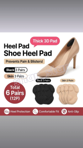 Shoe Heel Pads Heel Protection Cushion Insole 12 Pieces Anti-Slip Blister Prevention 6 Pairs
