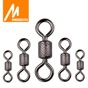 MEREDITH Rolling Barrel Swivels 50Pack Fishing Swivels Saltwater Swivels Fishing Tackles Stainless Steel Swivels Black Nickel