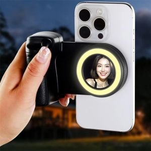 Magnetic Selfie Stick Ring Light Phone Camera Grip Handle Stablizer Holder Stand Tripod LED Fill Light for Magsafe IPhone 17 16