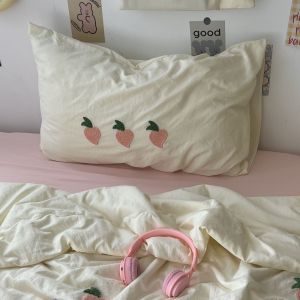 Simple Ins Style Letter Towel Pillowcase Pair Pure Color Home Use Student Dormitory Single Person Pillow Cover Polyester