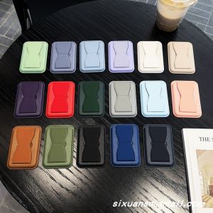 Business Pure Color Fancy Card Cover Card Holder Stylish Creative with Card Holder Slot MagSafe Magnetic Suction Push-Pull Mobile Phone Bracket Foldable Adsorption Type Binge-watching Desktop Supporting Seat Neutral Magnetic Suction Phone Case