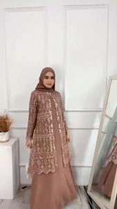 Gamis Brokat Jumbo Terbaru Viral Yasmin Dres Ceruty Babydoll Mix Brukat Aplikasi Payet M L XL XXL 3XL Dress Kondangan Wanita Elegan Baju Muslim Lebaran Dewasa Kekinian Ootd Hijab