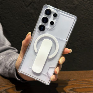 Clear Card Holder Grip Bracket Magnetic Case For Samsung S26 Ultra S25 S24 Plus Ultra For Magsafe Shockproof Full Bumper Cover