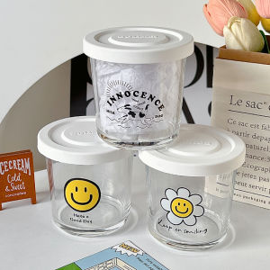 Ins Style Glass Storage Container for Kitchen Refrigerator Fruit Overnight Oats Cup Juice Cold Drink Cup Home Decor Accessories