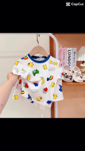 KIM204 Bộ ngắn thun lạnh hoạt hình (9-30kg) vải mềm màu sắc dễ thương hình in cute cho bé trai bé gái