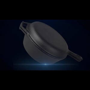 SHANBEN Cast Iron Dual Use Pot 10 Inch 26cm Household Cooking Pan with Lid Heat Resistant Handle Suitable for Gas  Open Fire & Oven