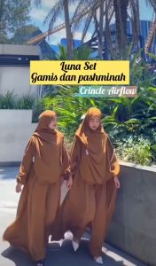 TERBARU GAMIS ELEGAN SUPER MEWAH / GAMIS SYARI SET HIJAB PASHMINAH OVAL BAHAN CRINCLE AIRFLOW PREMIUM BY NF 2024