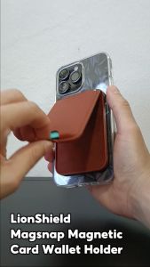 (SG) LionShield MagSnap Genuine Leather Card Holder Wallet Stand Compatible with iPhone 17/16/15/14/13/12 Pro Max Plus Mini (Supports MagSafe)