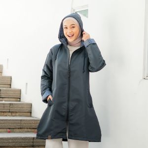 Jaket Anti Angin Anti Air Waterproof Muslimah Wanita Bandung Murah Zipper Sevilla Dark Choco