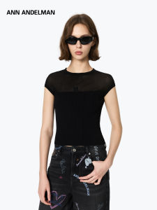 ANN ANDELMAN | Sheer Thin Spliced Shoulder Knitted Sleeveless Top