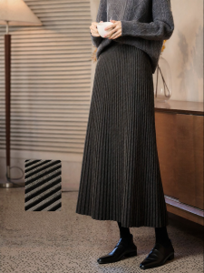 Misoshine | Slimming Flared Waist Grey Pleated Skirt