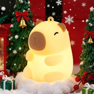 Cute Capybara Night Light Silicone Nursery Sleeping Lamp Touch Control Nightlights USB Rechargeable Table Lamp for Baby Child