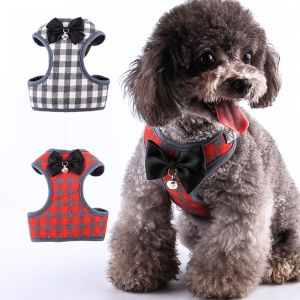 Plaid Dog Leash Pet Supplies Teddy Bichon Schnauzer Dog Vest Harness Walking Gear Cat Leash Polyester Non-extendable Leash