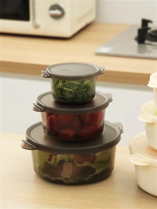 กล่องบรรจุพลาสติกใสกล่องกลมเกรดอาหารห้องครัวบ้านตู้เย็นไมโครเวฟพิเศษ