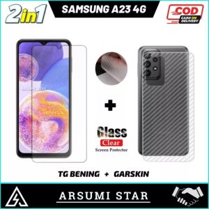 PROMO PAKET MURAH 2 IN 1 TEMPERED GLASS CERAMIC MATTE ANTI SPY SAMSUNG A23 4G / A23 5G TG ANTI GORES CERAMIC MATTE ANTI SPY + GARSKIN CARBON 3D