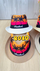 Shop shop หมวกสาน  ปานามาหมวกชายทะเล สกรีนThailand สินค้าพร้อมส่ง B030