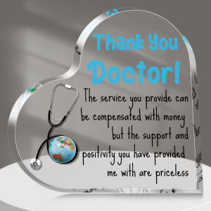 1PC Inspirational Doctor Appreciation Gift Heart-Shaped Acrylic Desk Decor Birthday Thank You Gift For Him Her Home Office Decor