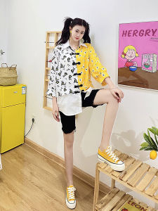 Original Large Size Floral Print Shirt Button up Loose Fit Summer 2021 Trendy Personalized Retro Embellished Street Style