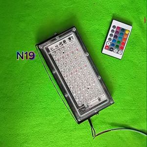 N19 ORIGINAL LAMPU LED WARNA BISA DI SETING ADA REMOTE 50W 220V WATERPROOF SOROT OUTDOOR INDOOR TAH.