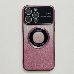 Luxury Transparent Ultra-Thin Case For Magsafe Wireless Charging Case For iPhone 14 13 12 Pro Max 14plus XS Max XR XS 7Plus Case Soft Silicone Shockproof Case For iphone14 pro max cases Transparent Plating Glitter Large Window Protection For iphone13 Case