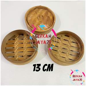 PROMO Klakat bambu dimsum ukuran 15cm 13cm kualitas premium isi 2 plus tutup