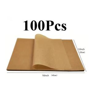50/100/200Pcs Air Fryer Parchment Paper Brown Wax Kitchen Oven Paper Burger Dessert Sandwich Wrapping - Non-Stick Baking Sheets