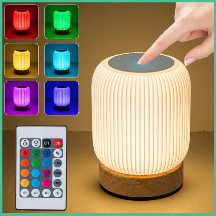 New remote control touch wood grain LED night light bedroom bedside ...