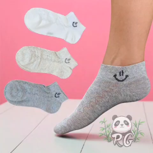 RG3 Kaos Kaki Wanita Pendek Motif Smile Classic Premium / Smiley Socks