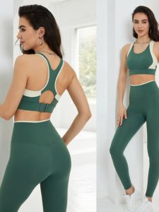 ชุดโยคะออกกำลังกายสำหรับผู้หญิง VCYG ชุดวิ่งเทรนนิ่งยืดหยุ่นระบายอากาศได้ดี ชุดโยคะสองชิ้น กระชับสัดส่วน เหมาะกับฤดูร้อน