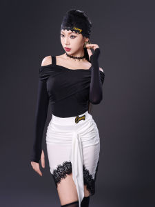 conny | Professional Latin Dance Clothing Long Sleeve Top and Skirt