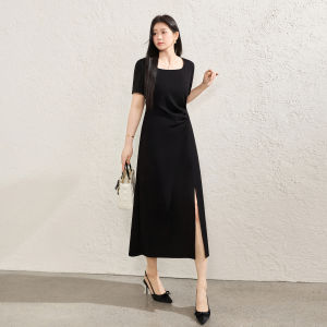 Flattering Waist-High Slit A-Line Dress
