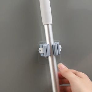Mop Broom Holder Self-Adhesive Wall Mounted Brush Broom Hanger