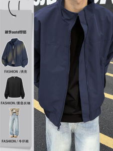 Cool Pilot Jacket Set for Men Short Style Autumn Fashion Cleanfit Workwear Windbreaker Outerwear Youth Long Sleeve Long Pants