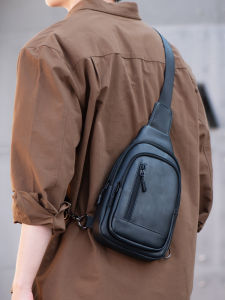Casual Fashion Mens Crossbody Bag Sporty Single Shoulder Bag Leisure Business Vertical Square Soft PU Leather Backpack