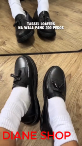 Mens Black Fashion Loafers Korean style Waterproof Round Toe Slip-On Shoes for Students & Office Professionals Footwear 0125523
