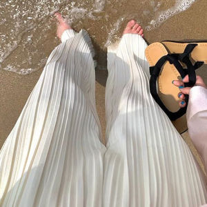 Quần Ống Rộng Xếp Ly Lụa Băng Mỏng Mùa Xuân Hè Cho Bà Bầu Quần Dài Ống Đứng Phong Cách Hàn Quốc Rộng Rãi Thoải Mái