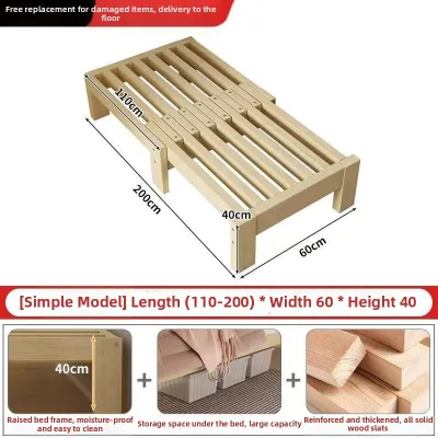 Real Wood Foldable Childrens Bed Frame with Guardrail Space Saving