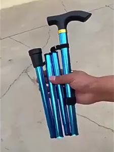 Adjustable Telescopic Portable Folding Aluminum Alloy Walking Stick Hiking Stick Non-Slip Elderly Walking Crutches