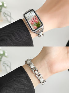 Dây Đeo Cổ Tay Bằng Da Thể Thao Bằng Kim Loại Cho Huawei Band 9/8 Dây Đeo Cổ Tay Nam Mới Mùa Hè Dây Đeo Đồng Hồ Thông Minh Cao Cấp Cho Nam Và Nữ