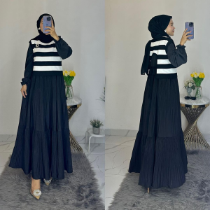 Kevia Maxi Dress Crinkle Plisket Gamis Wanita Terbaru 2024 Viral Dress Kondangan Wanita Elegan Hijab