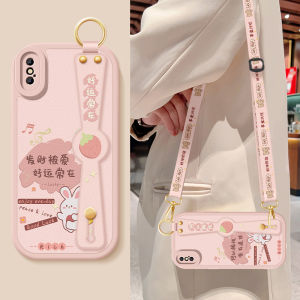 Apple Xs Max Silicone Leather Phone Case Crossbody Wrist Strap Women Full Cover Protection Drop Resistance Soft Shell Couple High End Outer Shell