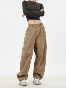 American Style Retro Work Pants High Waist Loose Casual Sports Knife Edge Wide Leg Pants for Women Spring Autumn New Arrival