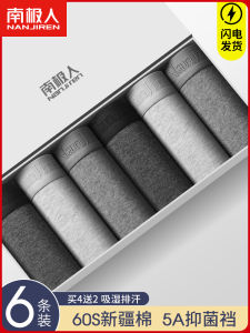 กางเกงบ็อกเซอร์ชายผ้าฝ้ายแท้ Polar Bear ทรงบ็อกเซอร์เอวกลาง ทรงหลวม ระบายอากาศได้ดี สำหรับผู้ชาย ฤดูใบไม้ร่วง/ฤดูหนาว กางเกงขาสั้นทรงบ็อกเซอร์