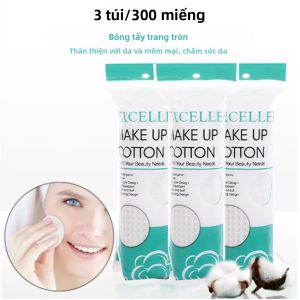 100 Cái/300 Cái Tẩy Trang Bông Tẩy Trang Dạng Bánh Sandwich Ba Lớp Tròn Tiết Kiệm Nước Dùng Một Lần Trong Túi Đựng Chăm Sóc Da